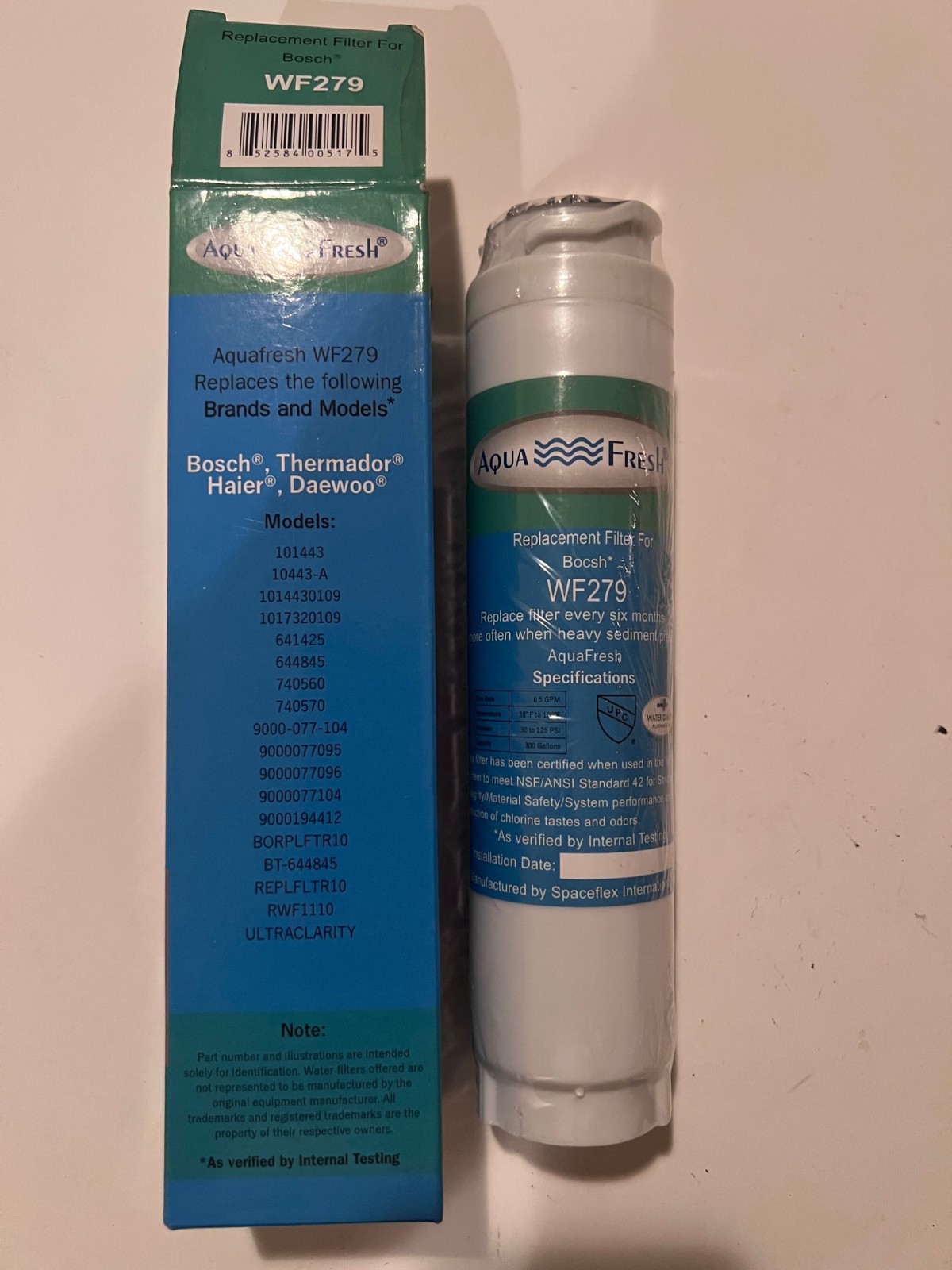 Aqua Fresh WF279 Refrigerator Water Filter for Bosch, Thermador, Haier SEALED