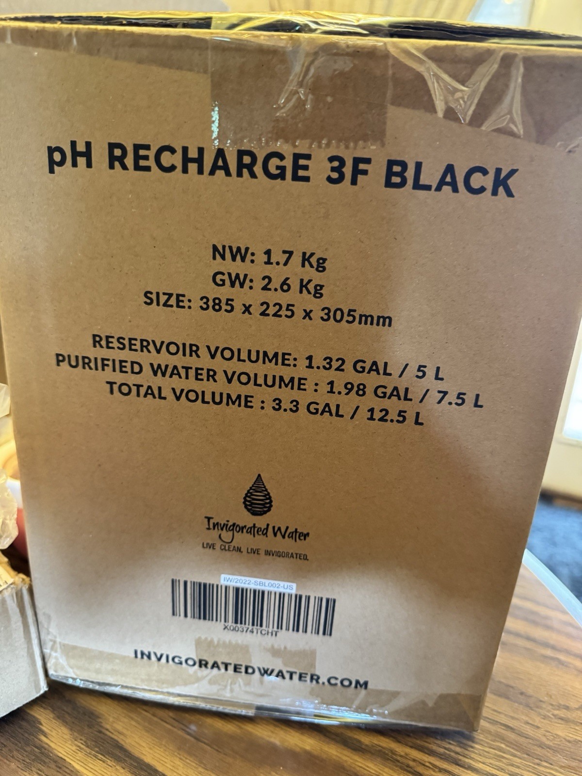 Invigorated Water pH Recharge 3F Black Alkaline Countertop Filter 3.3 gal