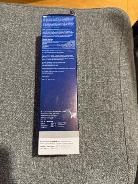 Brand New Bosch Ultra Clarity Water Filter for refrigerators, 1 filter #11034152
