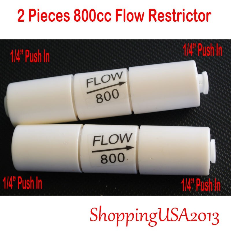 2 Pcs 800 ML Flow Restrictor Push In Quick Connect Unter Sink RO Water Filter
