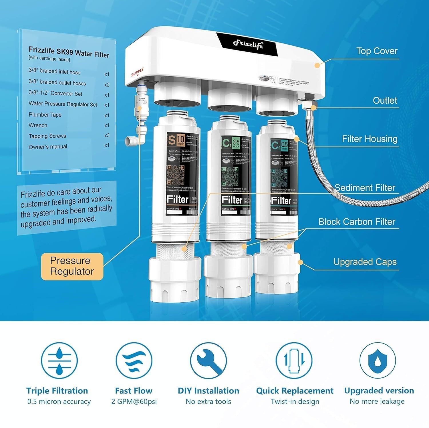 Under Sink Water Filter System, NSF/ANSI 53&42&372 Certified, 8 Layer 0.5 Mic…