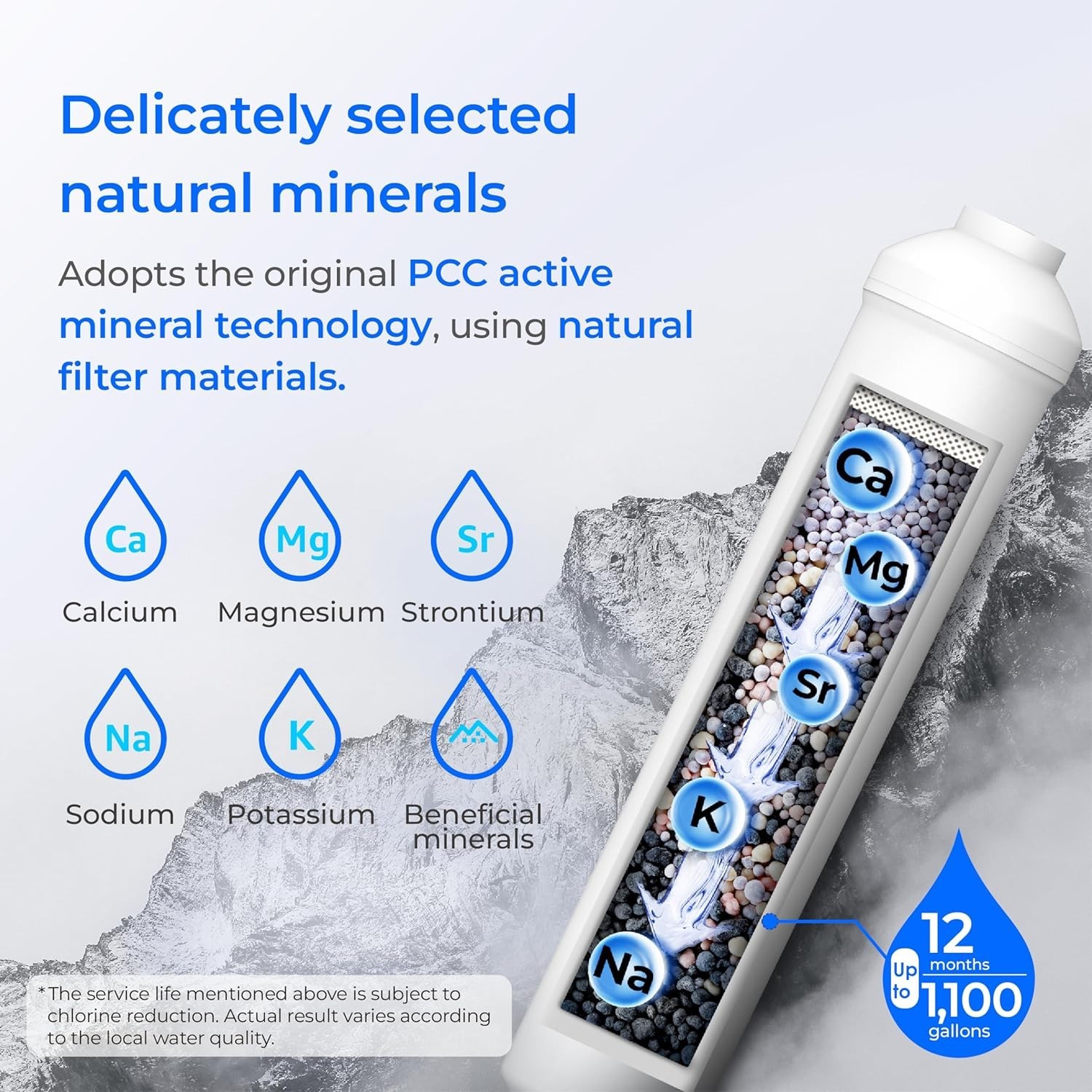 Waterdrop Remineralization Inline Water Filter, 1/4” Quick Connect Post Filter