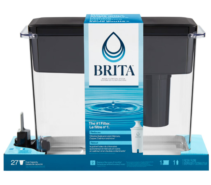 Brita 27 Cup Extra Large Plastic Water Filtration Dispensers, Black, BPA Free