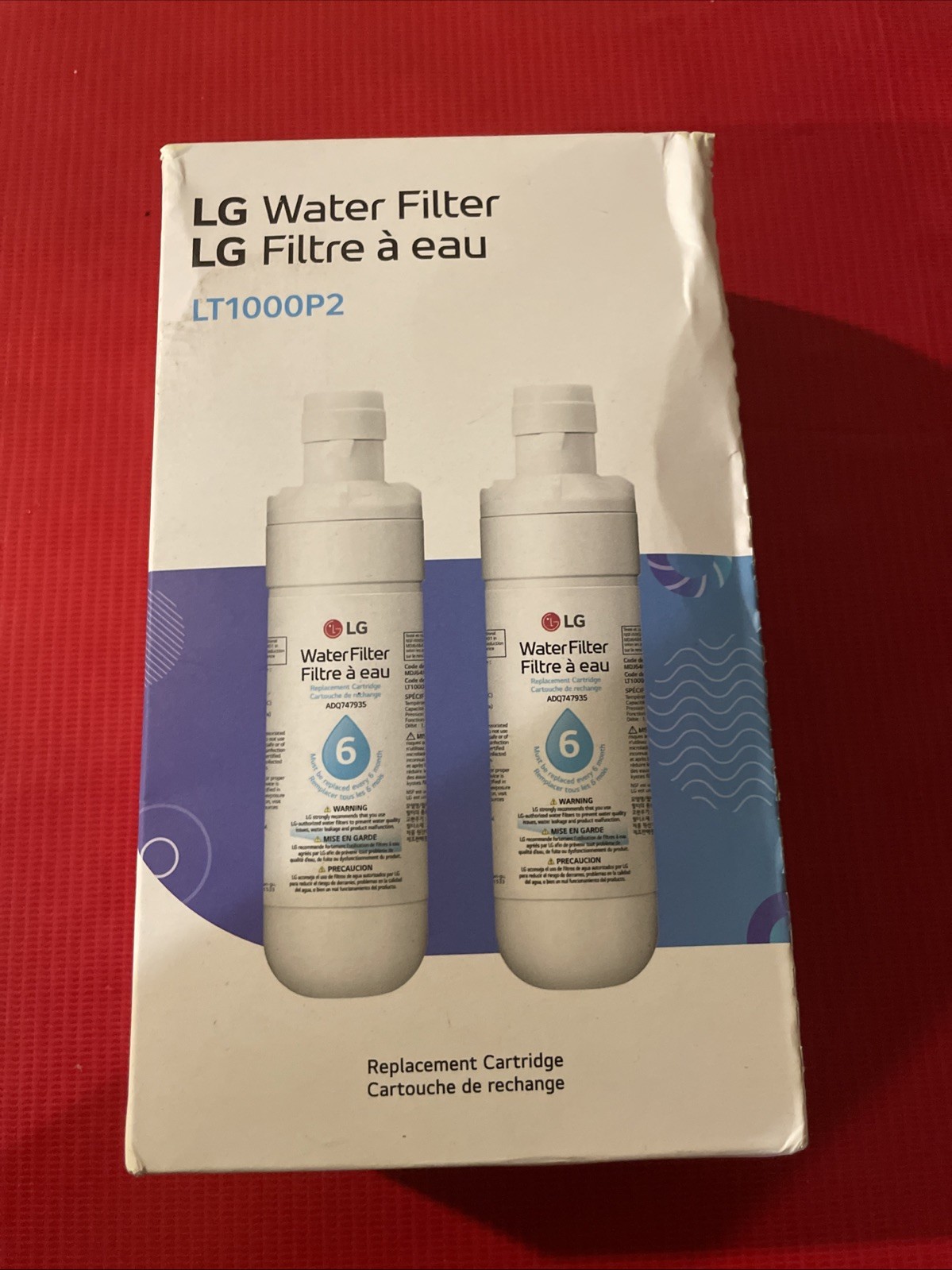 2 Pack LG Genuine LT1000P2 Refrigerator Replacement Water Filter Open box