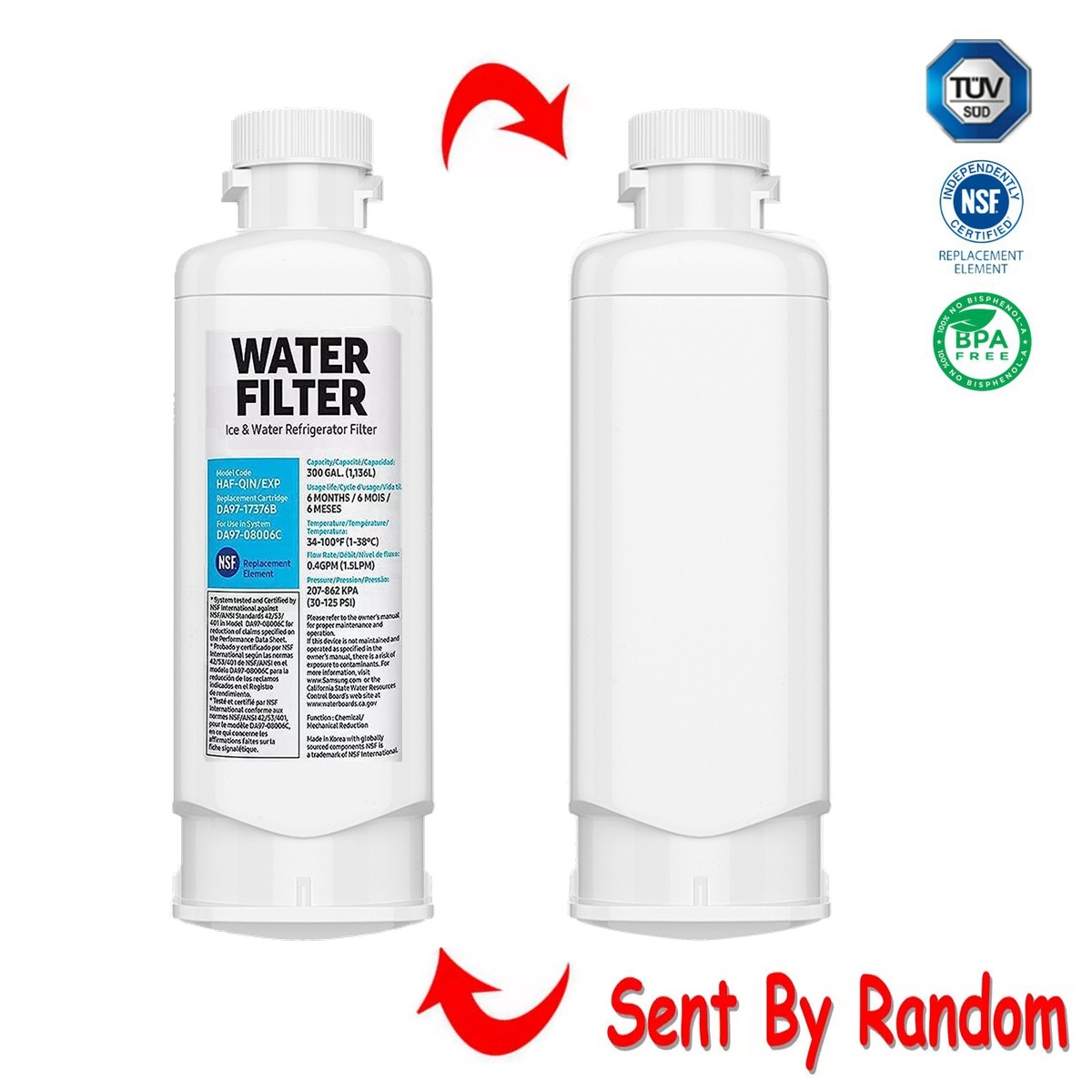 4 PACK for Samsung DA97-17376B HAF-QIN/EXP REFRIGERATOR Water Filter DA97-08006C
