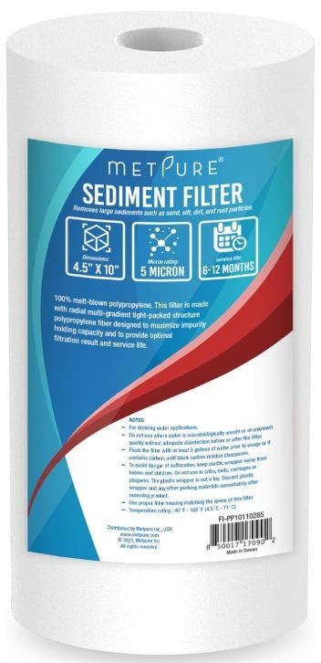 PUREPLUS 10″x4.5″ Whole House Water Filter Housing w/ Pressure Gauge and Filter