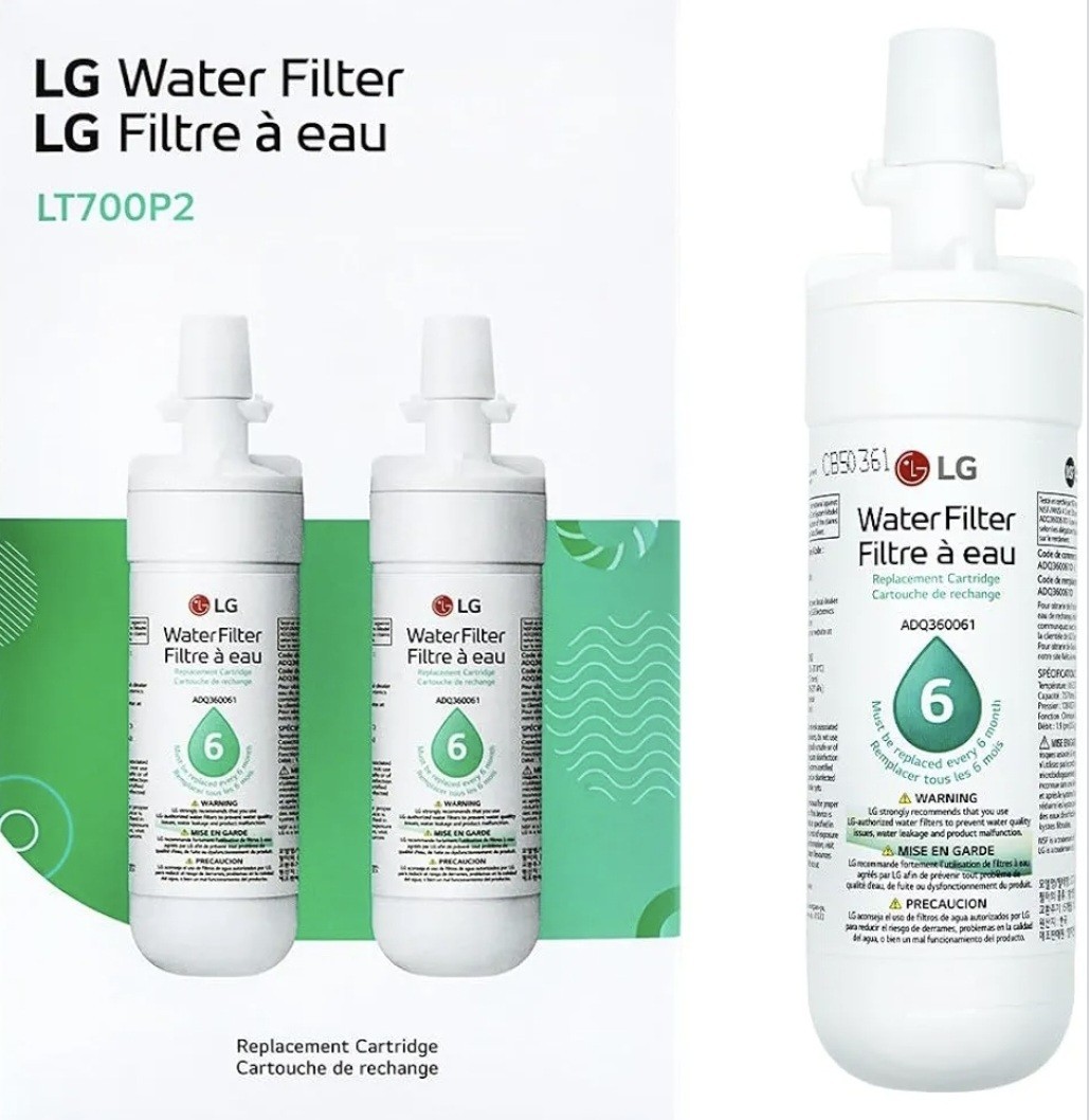 LG LT700P2 6-Month / 200 Gallon Refrigerator Replacement Water Filter 2 Count