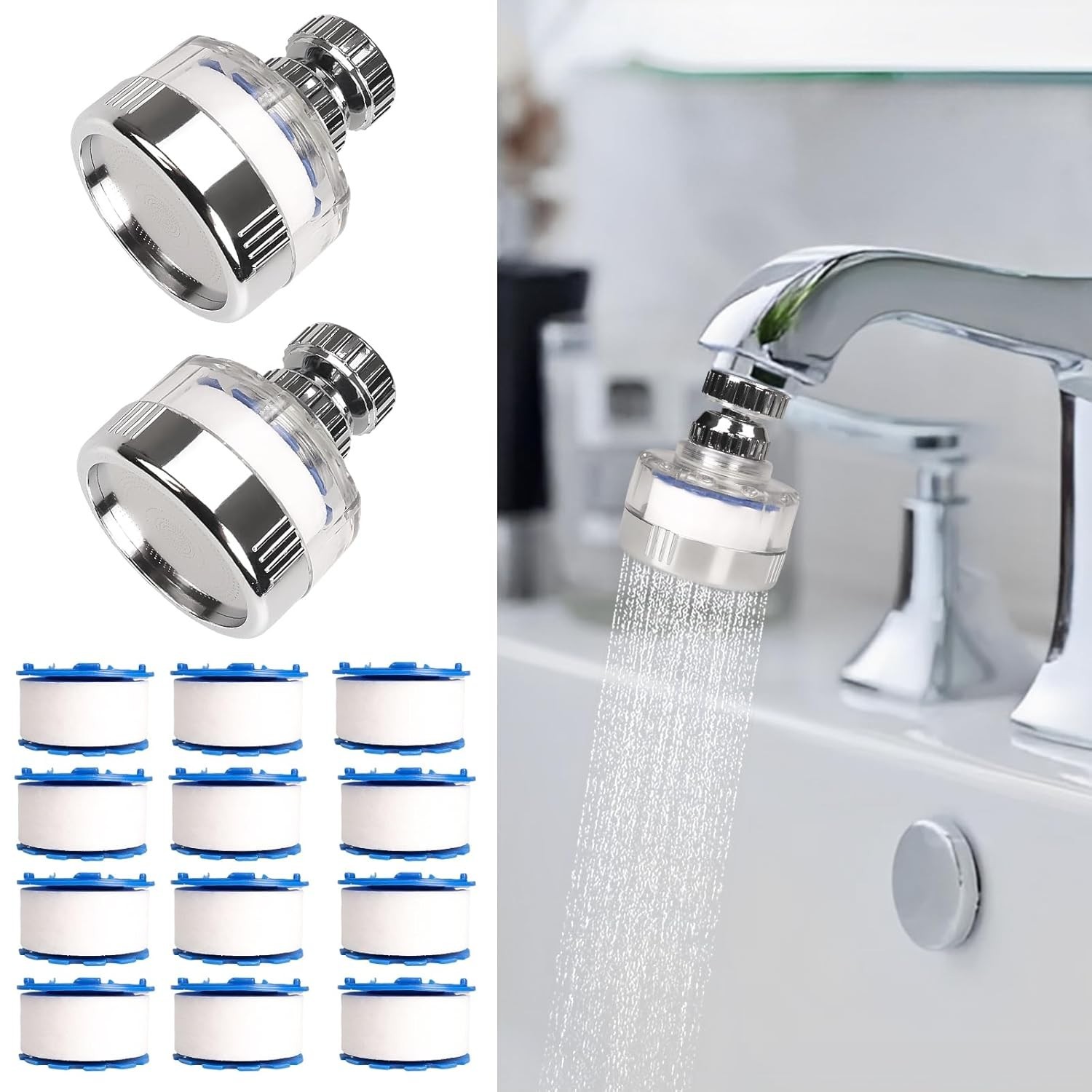 Faucet Water Filter Set – 14 Carbon Fiber Elements for Pure Tap Water