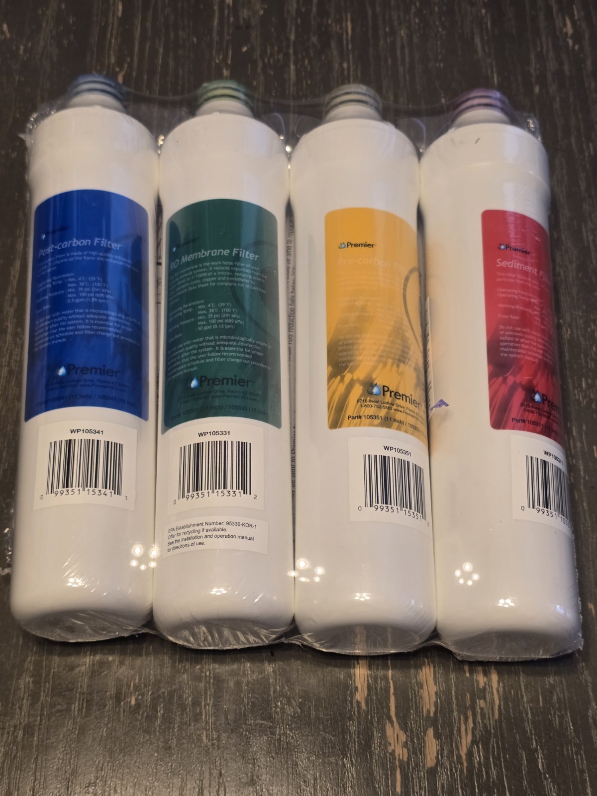 Watts Premier 1R-1Y-1B-1G Ro-Pure Push Button Replacement Filter Kit -NEW SEALED