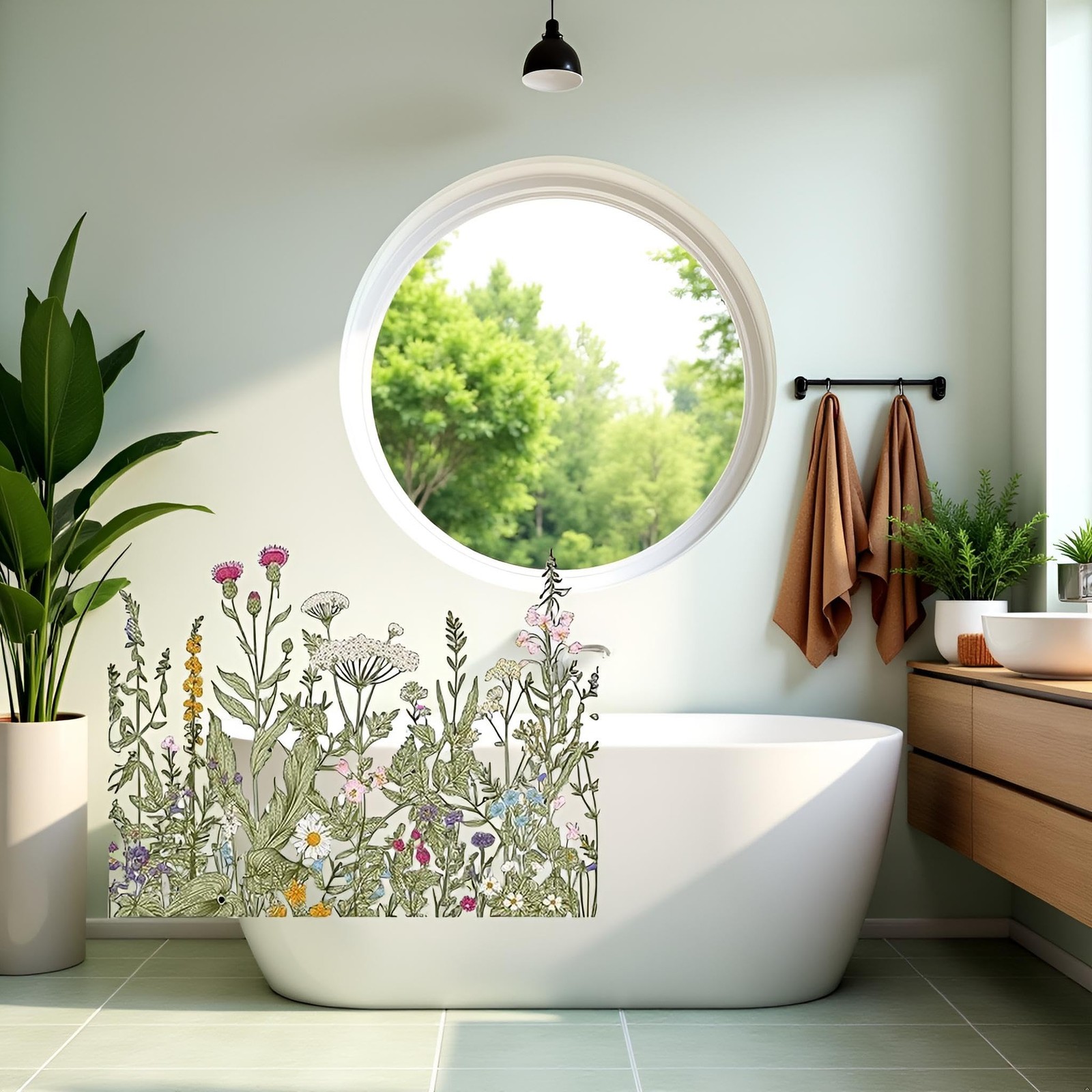 PVC Material Plant Leaves Sticker Green Plant Self-Adhesive Removable Waterpr…