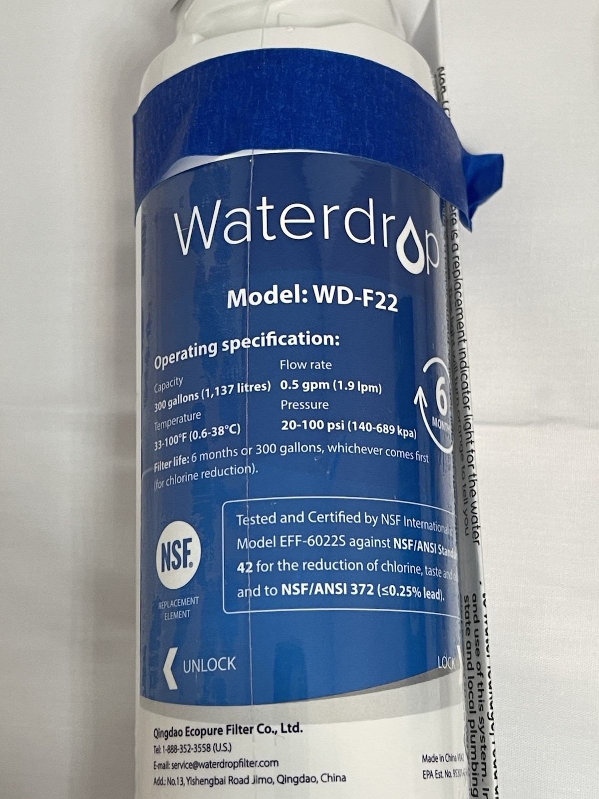 Waterdrop WD-F22 LOT of 2 Replacements For GE MSWF Refrigerator Water Filter