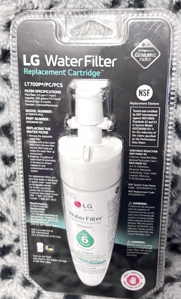 LG LT700P Water Filter Replacement-Filters 200 Gal/Up To 6 Months ADQ36006104
