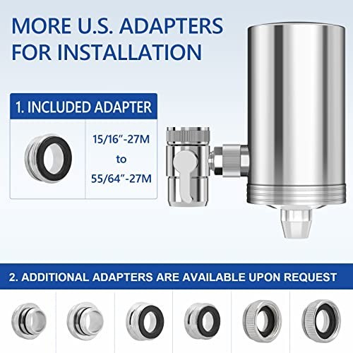 Faucet Water Filter 1200 Gallons 2.2 GPM Carbon Fiber Reduces Chlorine Lead