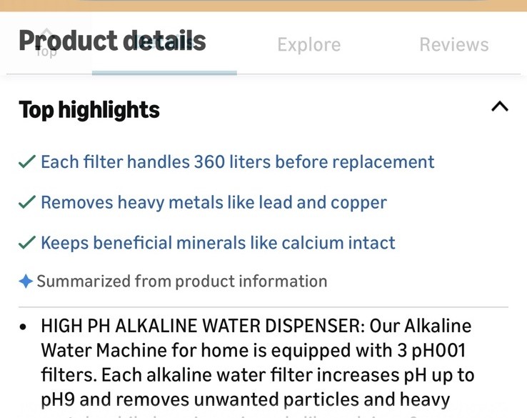 Invigorated Water pH Recharge 3F Black Alkaline Countertop Filter 3.3 gal