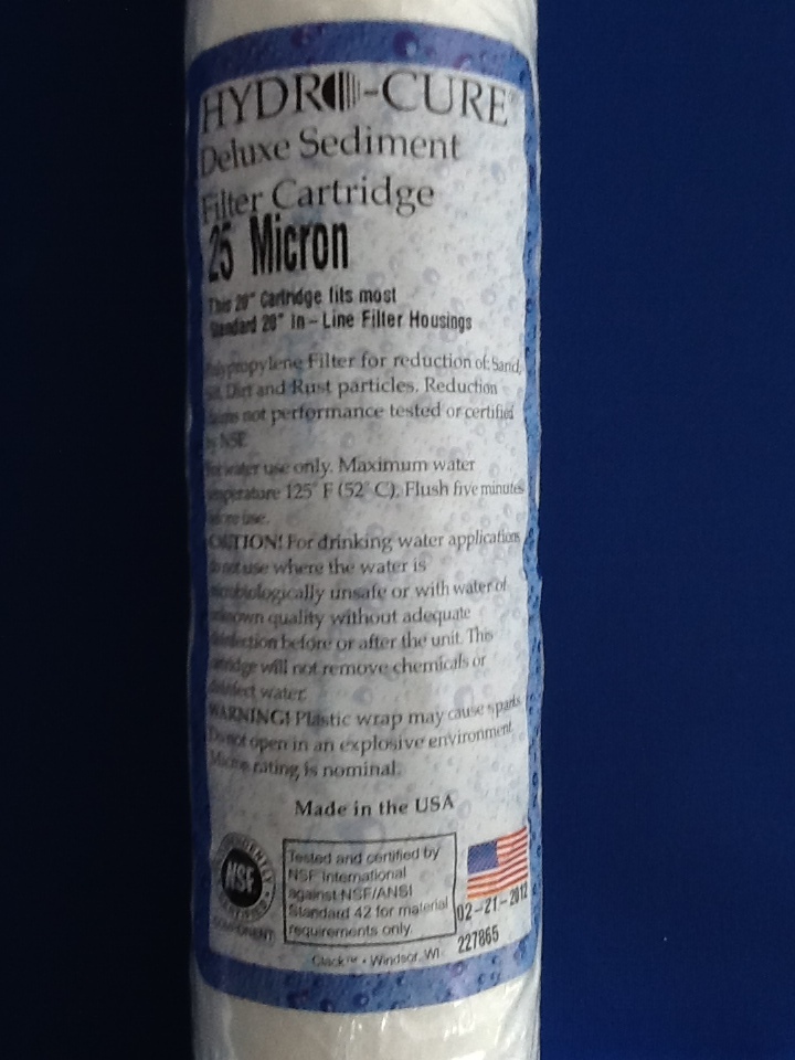 HYDRO CURE DELUXE 25 MICRON 20″x2.5″ SEDIMENT FILTER – 9 FILTERS