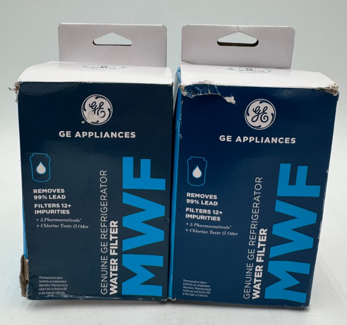 GE MWF Refrigerator Water Filters, Filters 12+ Impurities – LOT OF 2
