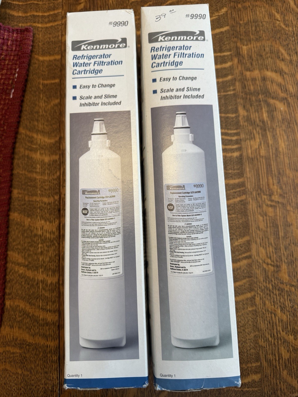 Kenmore refrigerator water filter Cartridge 46-9990 New In Box, Set Of 2