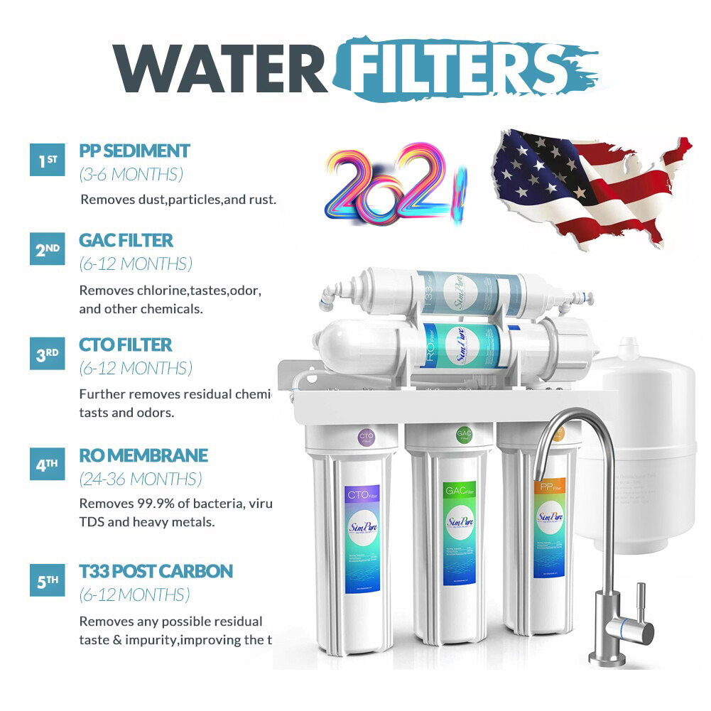 Reverse Osmosis Water Filtration System 5 Stage Under Sink RO Water Filter 75GPD