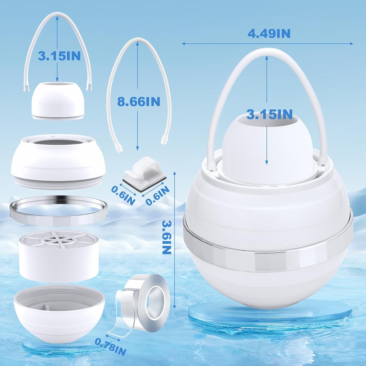 Bath Filter Tub Bathtub Water Filter Softer Skin & Hair 8 Stages Hotel Grade