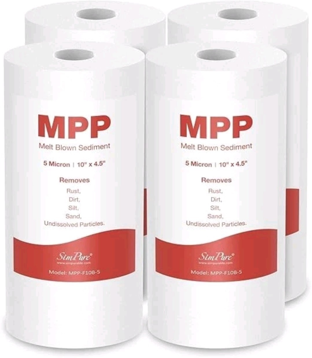 Simpure MPP-F10B-5 Melt Brown Sediment 5 Micron 10″ x 4.5″ Pack of 4 Open Box