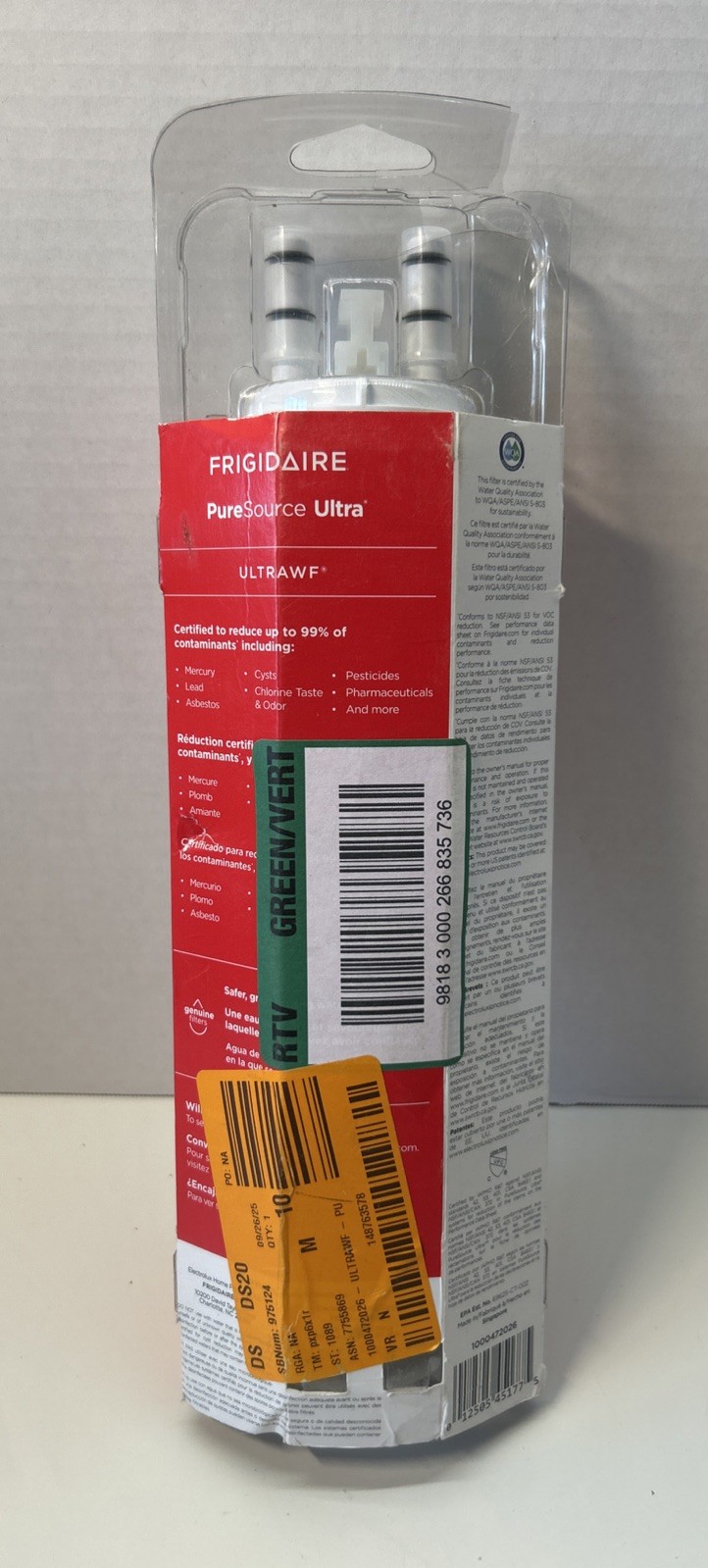 FRIGIDAIRE ULTRAWF Pure Source Ultra Water Filter, Original, White, 1 Count