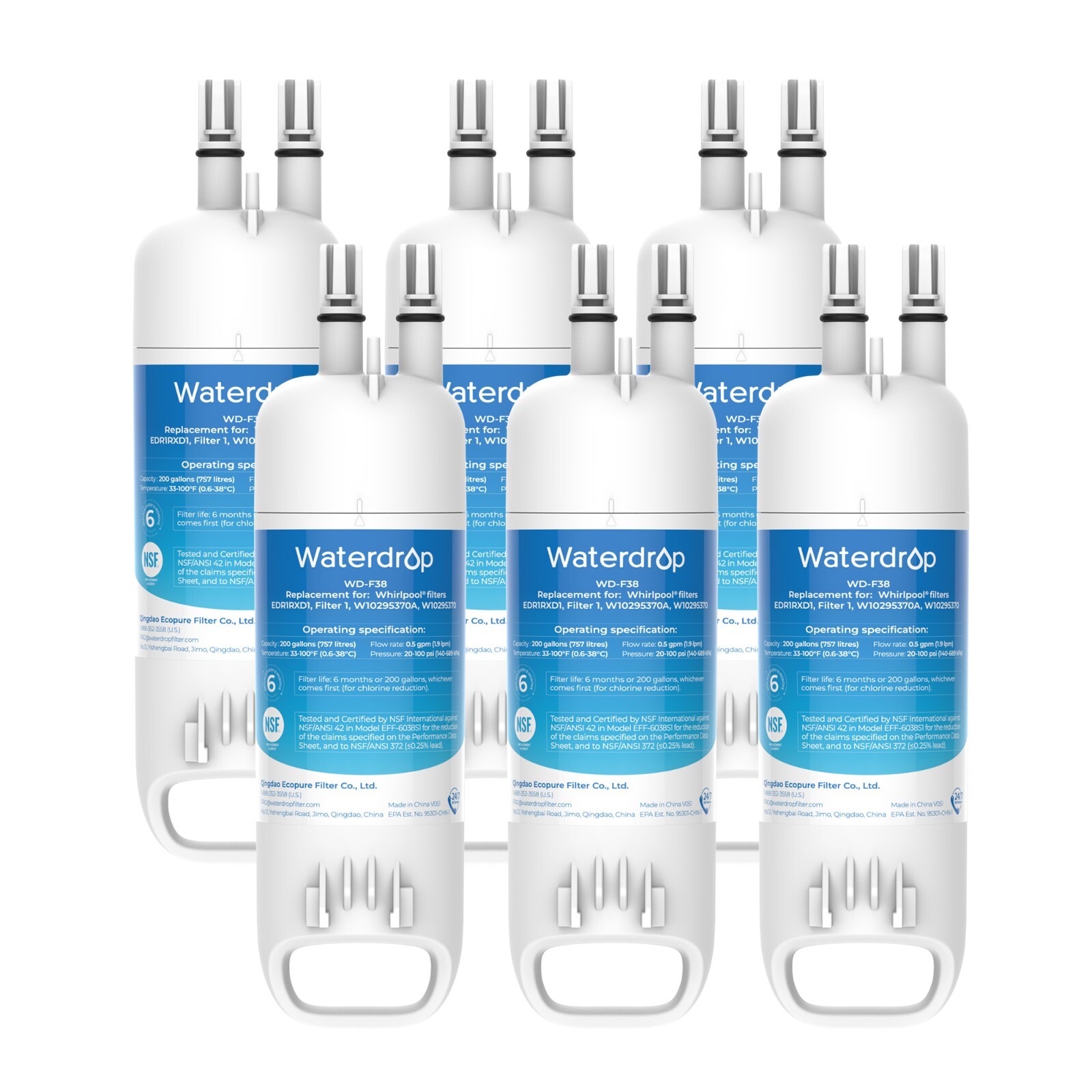 Waterdrop Refrigerator Filter, Replacement for Kenmore®46-9081, 46-9930, 6 Pack