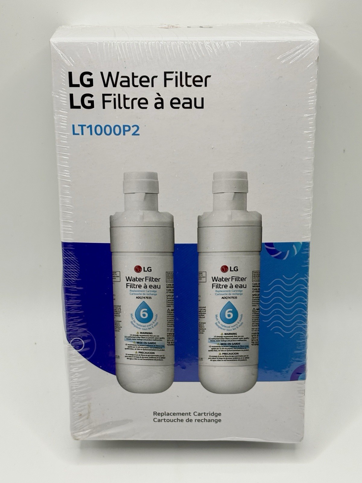 Genuine LG LT1000P2 Refrigerator Water Filter Replacement Cartridge 2-Pack
