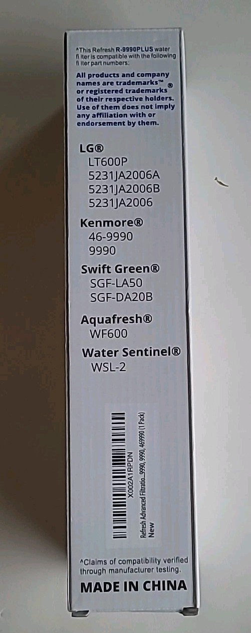 Refresh premium Fridge Filter R-9990 Water Filter New Sealed