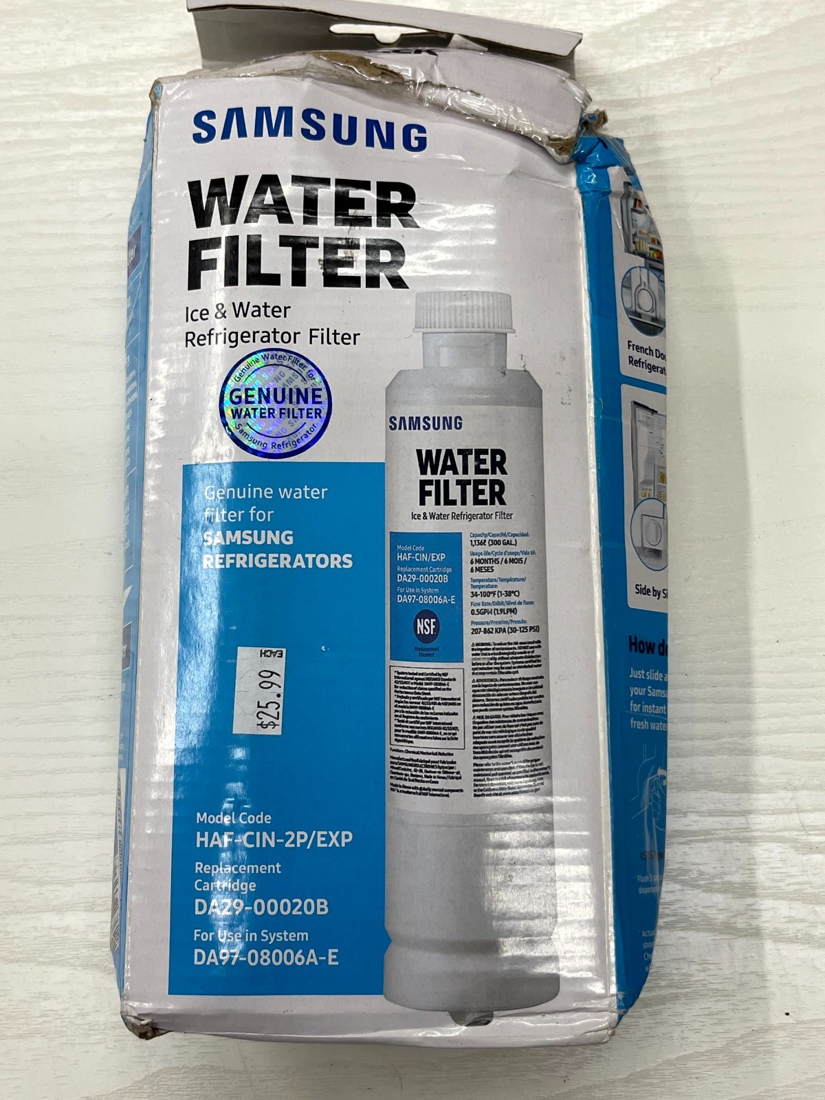Samsung HAF-CIN/EXP Ice and Water Refrigerator Filter Door & Side-by-Side