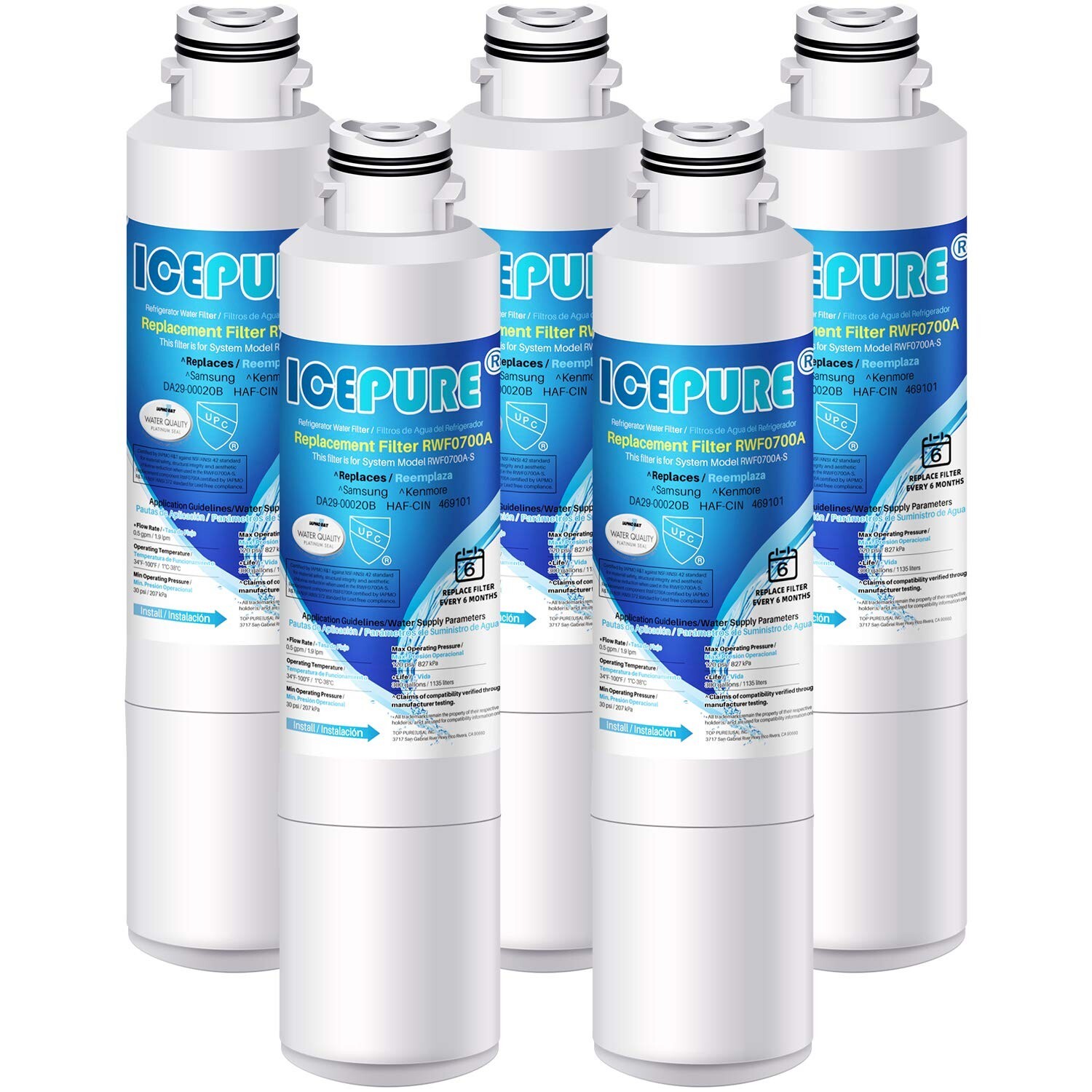 Fit For Samsung DA29-00020B DA29-00020A HAF-CIN HAF-CIN/EXP Water Filter 5 Pack