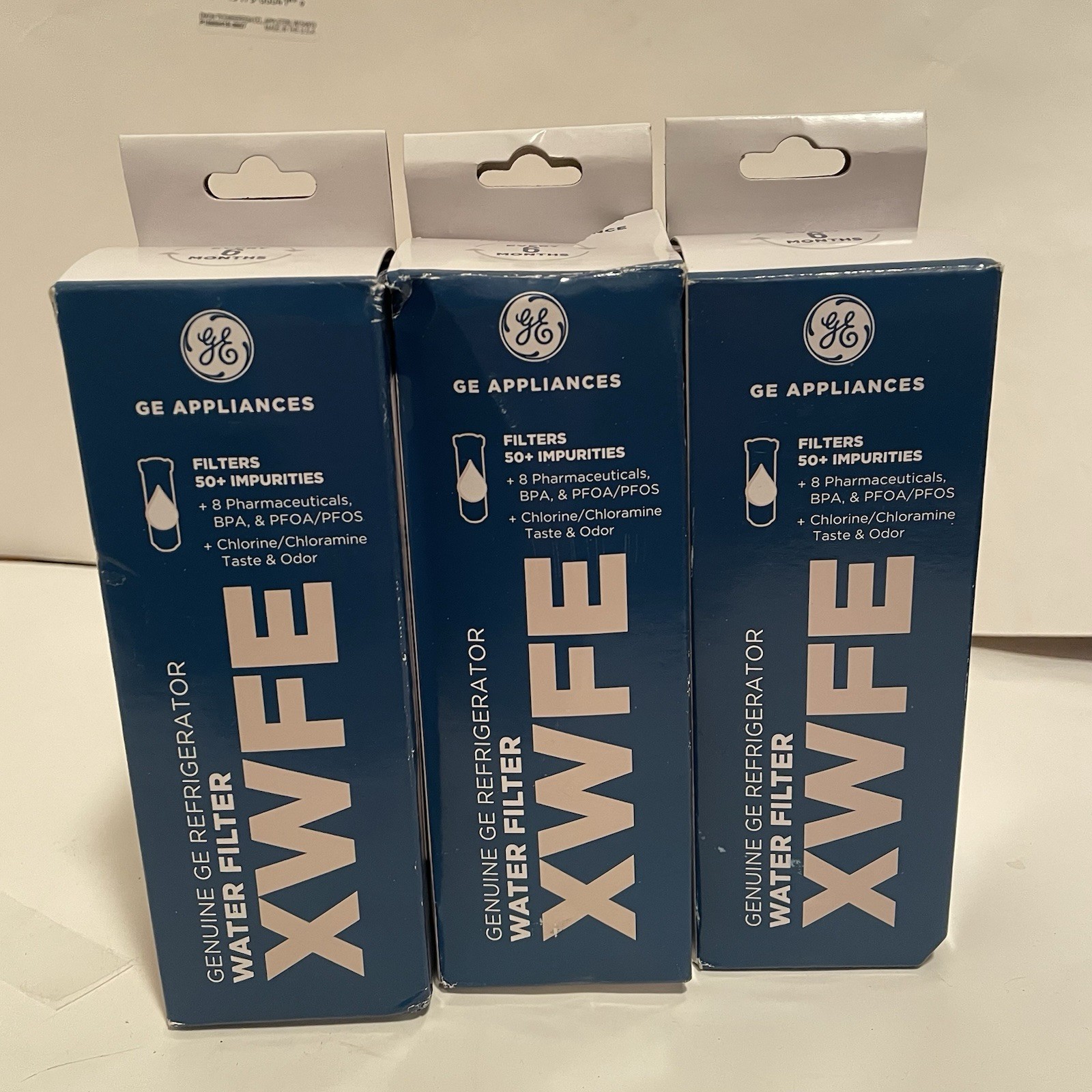 Lot Of 3 Genuine GE XWFE Refrigerator Filter, (NO CHIP) 1 Factory Sealed- New