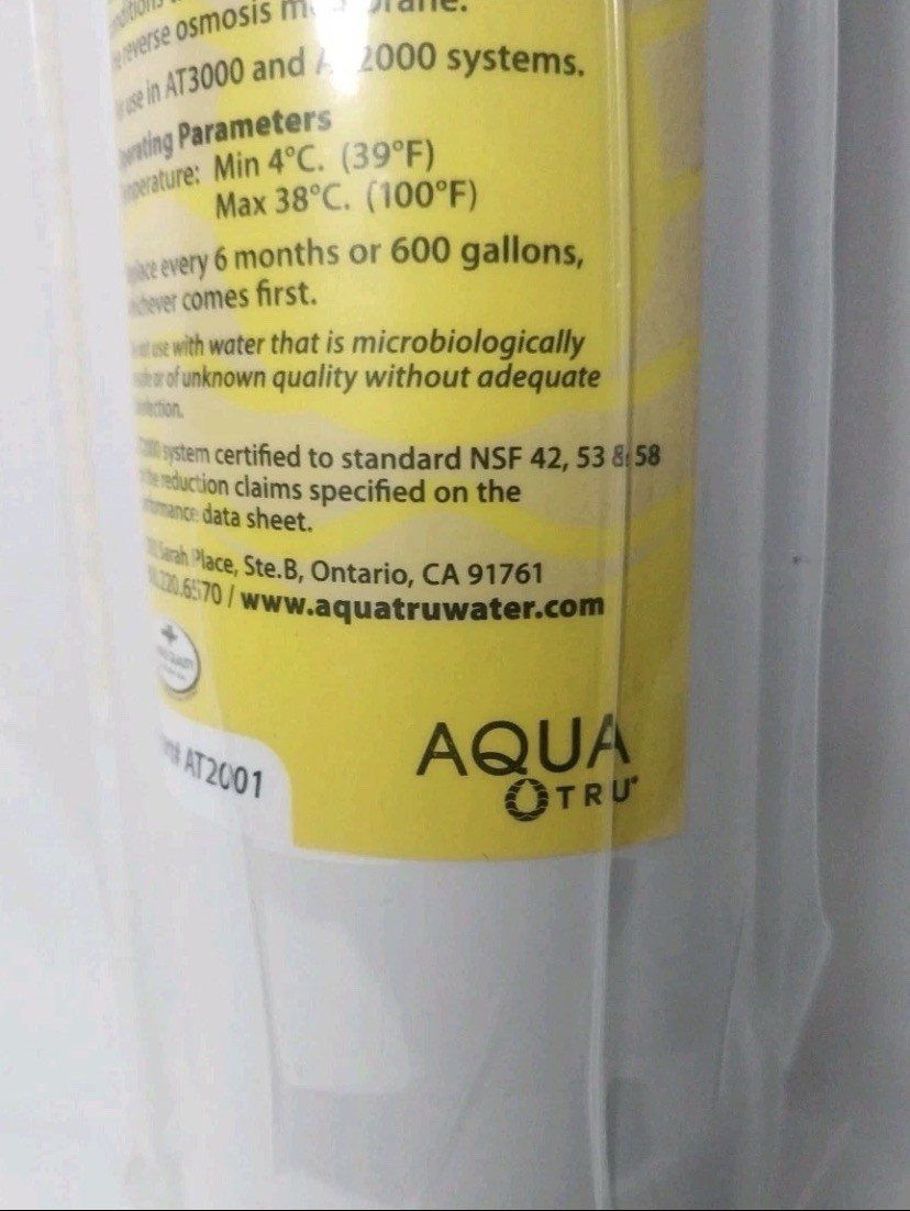 AquaTru Pre Carbon Water Filter Stages 1-2 Filter AT2001 New Sealed Fast Ship