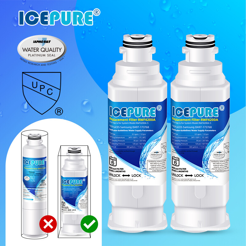 Fit For Samsung DA97-17376B HAF-QIN RF27T5201SR/AA Water Filter 2PACK