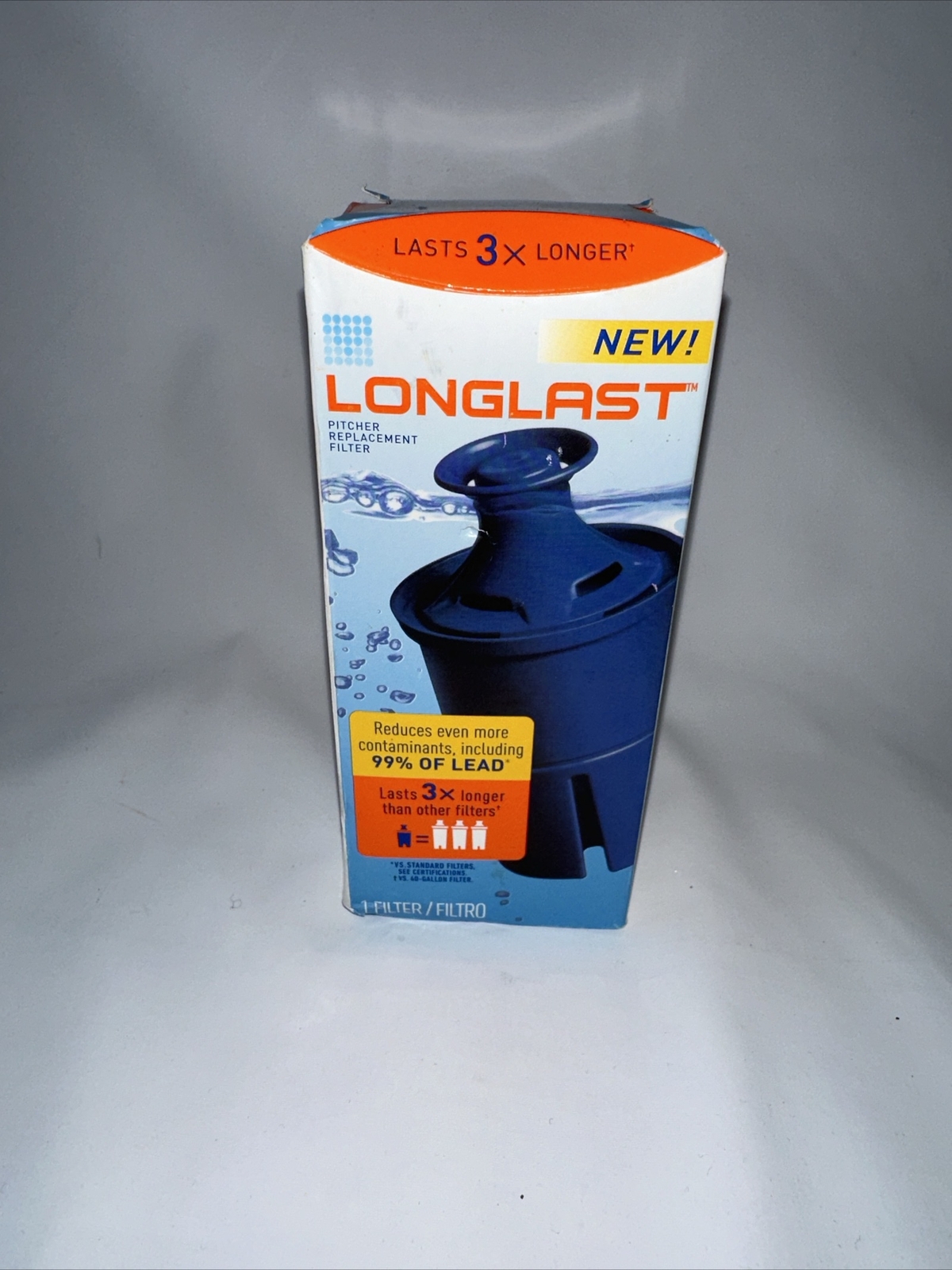 Longlast Replacement Water Filter for All Pitchers, Dispensers – 1 Filter