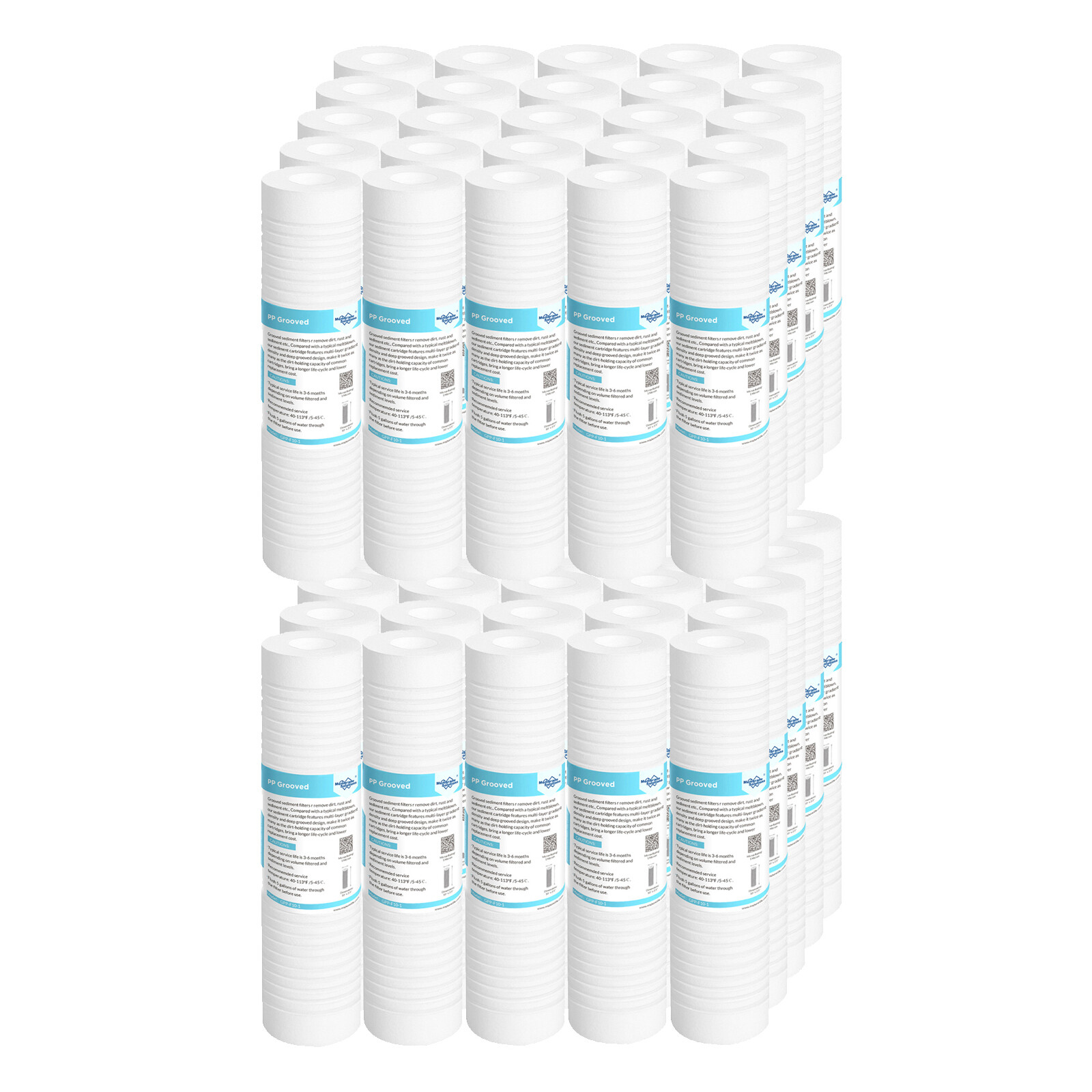 1-50PK 10″x2.5″ PP Grooved Sediment Water Filter RO Whole House 0.5/1/5 Micron