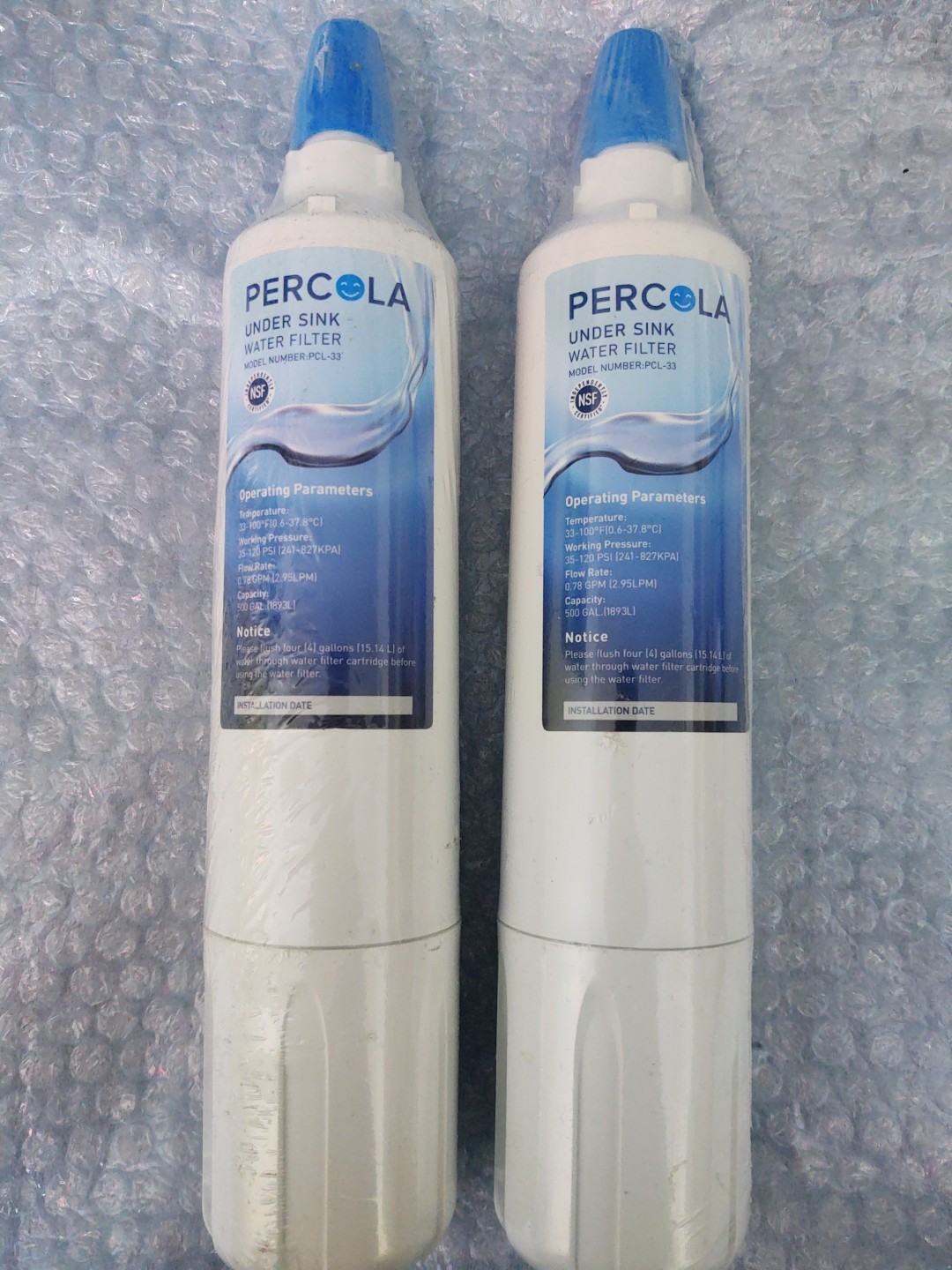 Replacement Percola Water Filter PCL-33 Insinkerator F-1000 Refrigerator 2pc