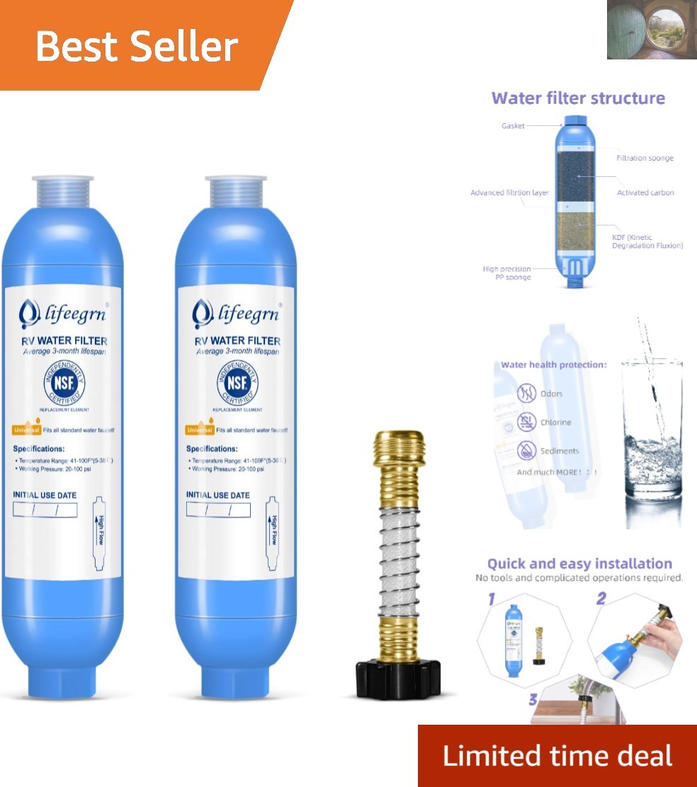 Durable Carbon Fiber RV Water Filter – Quick Install, 2 Pack for Camping and RVs