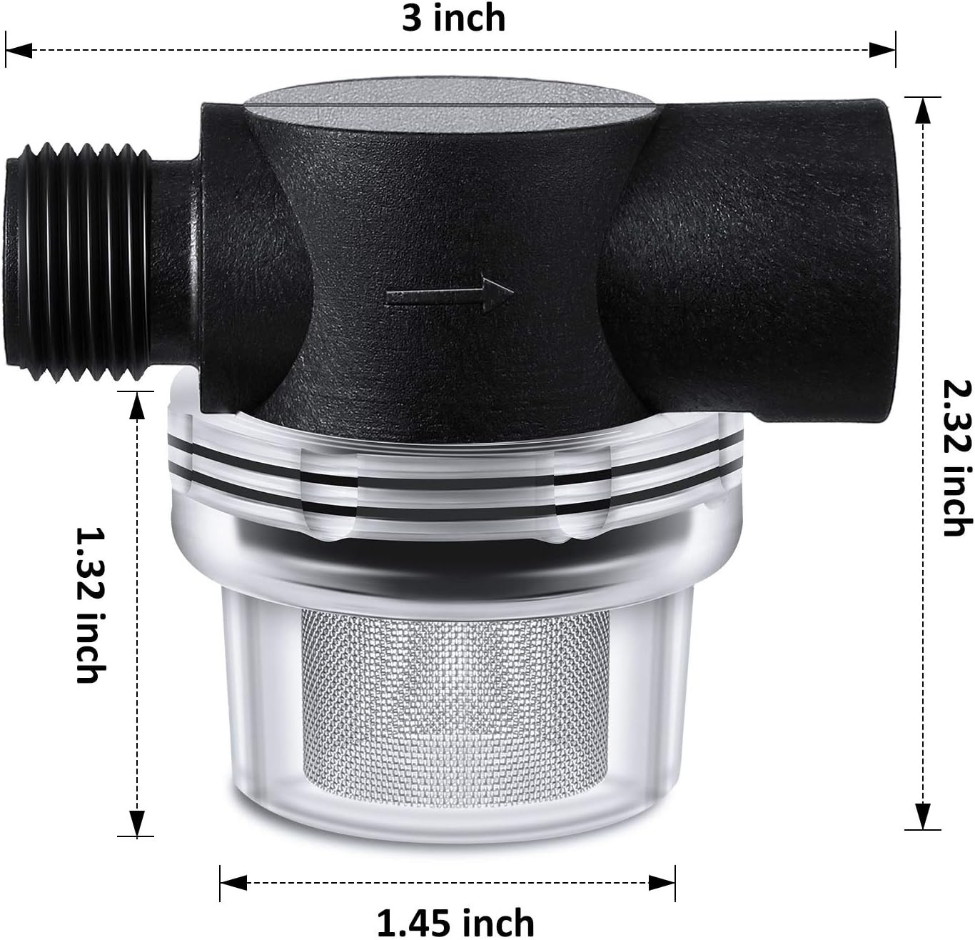 Water Pump Strainer Filter, RV Replacement 1/2 Inch Twist-On Pipe Strainer Compa