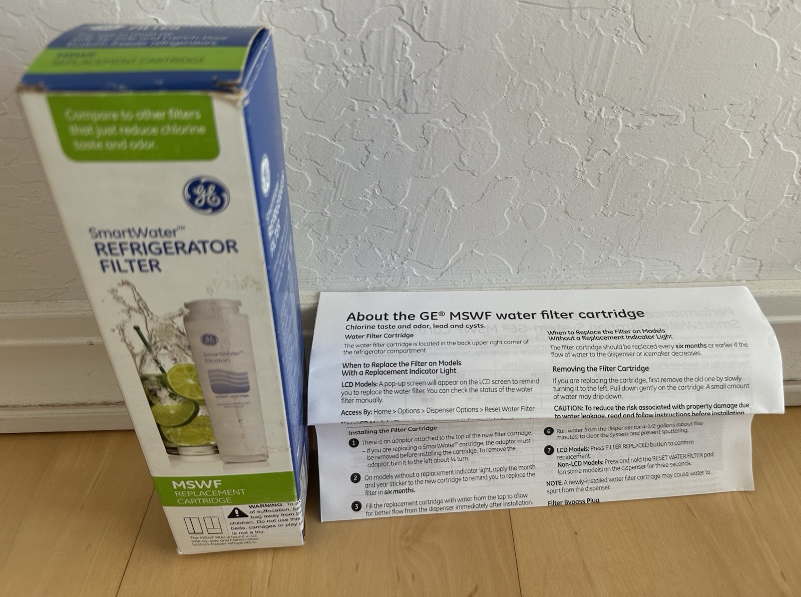 GE MSWF refrigerator water filter replacement SmartWater filter new