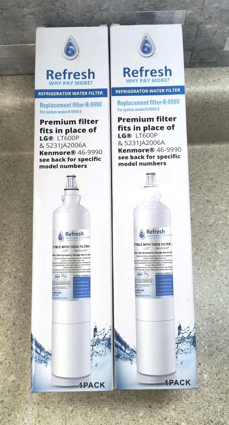 NEW ! Refresh R-9990 Replacement Refrigerator Water Filter 2-Pack,Factory Sealed