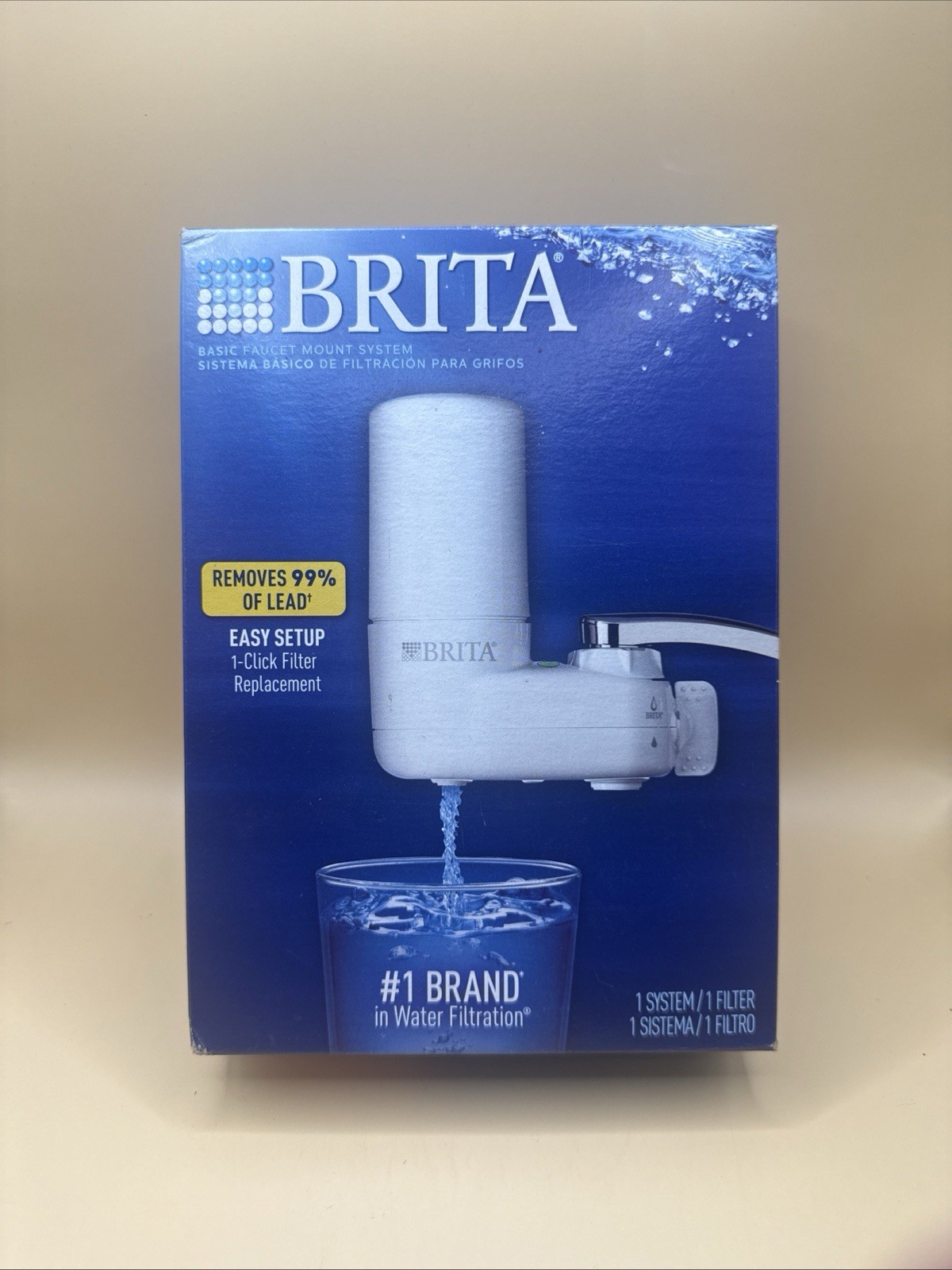 Brita Basic Water Filter Faucet System White with Filter Removes 99% of Lead