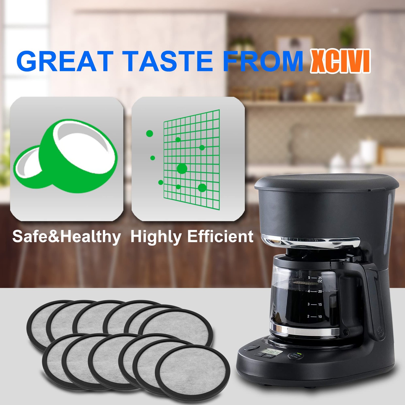 Xcivi Replacement Water Filtration Set – Filter Disk with 13 Piece Set, Black