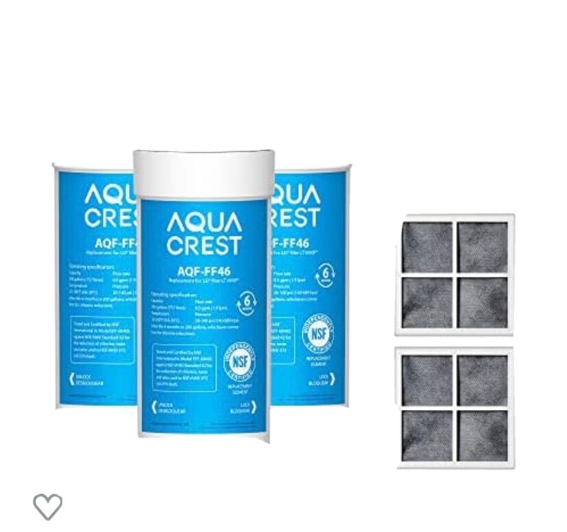 AQUA CREST LT1000PC ADQ747935 Refrigerator Water Filter and Air Filter, Replacem