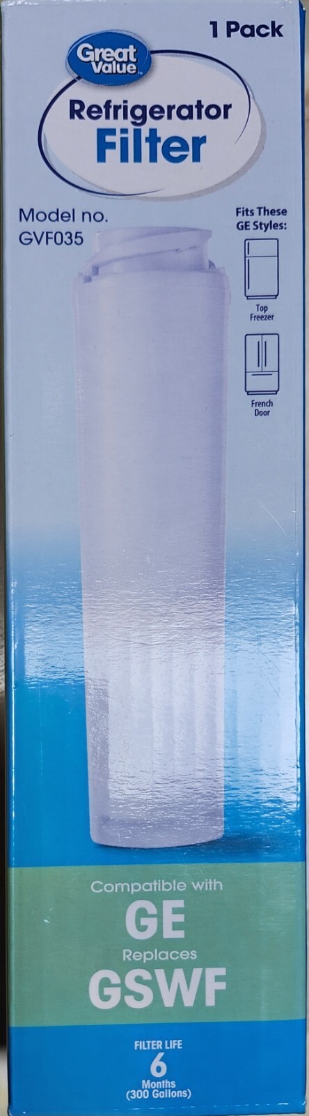 2 Great Value Refrigerator Filter Model No. GVF035 Replacement for GE Kenmore
