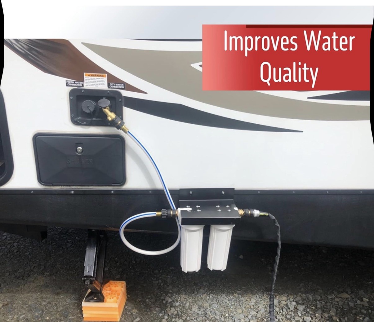 Beech Lane RV Dual External Water Filter System with Brass Fittings & 2 Filters