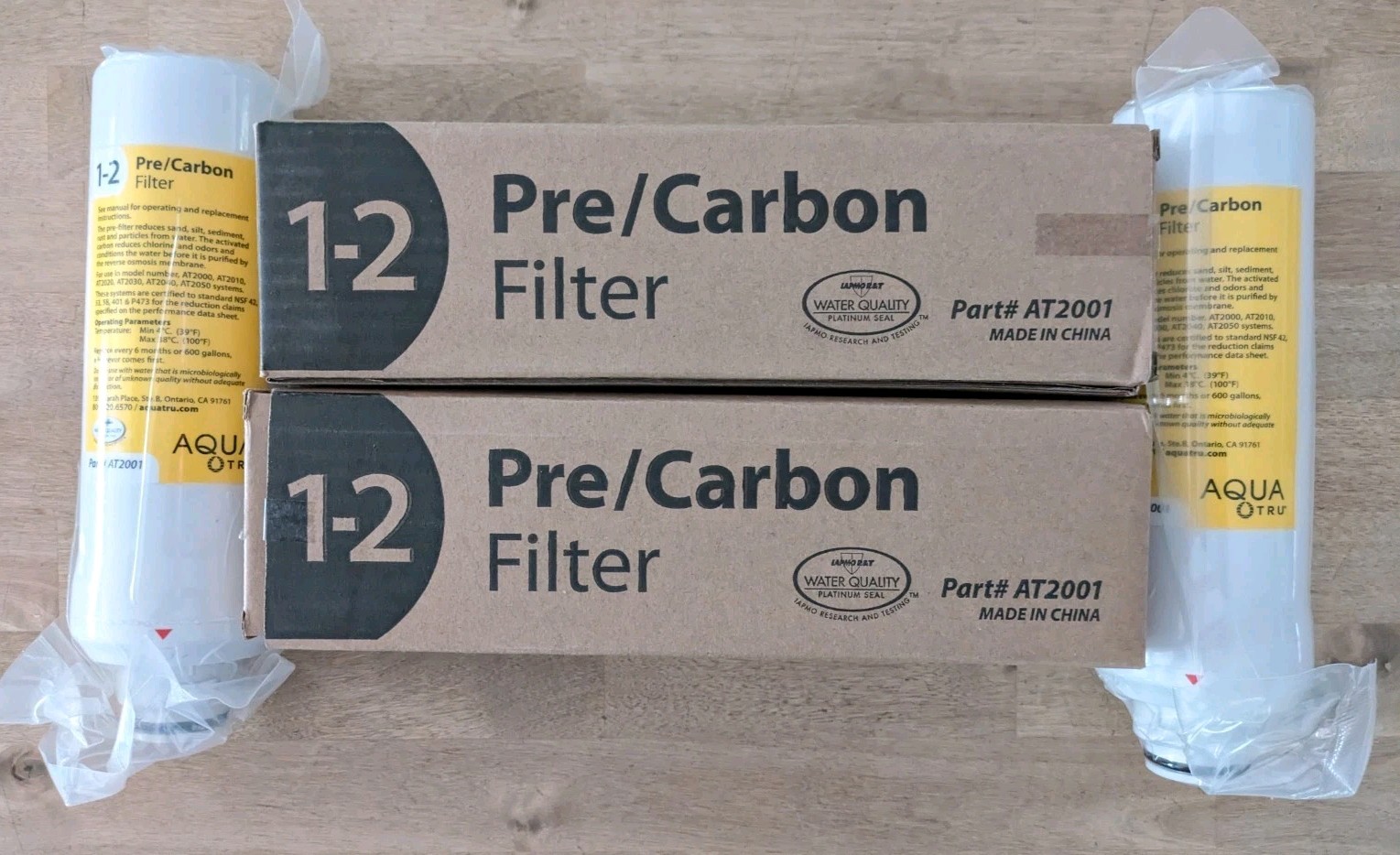 Bundle of 2 AquaTru Pre Carbon Water Filter Stages 1-2 AT2001 SEALED Lot OEM