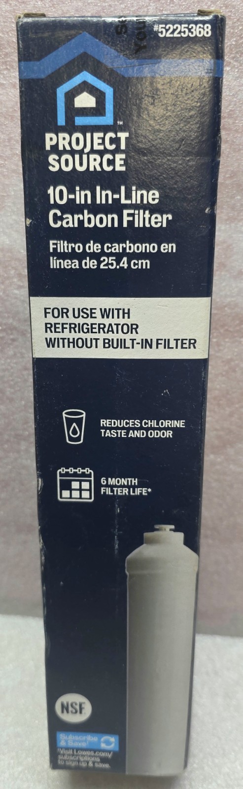 Project Source 10-in In-Line Carbon refrigerator Filter #5225368