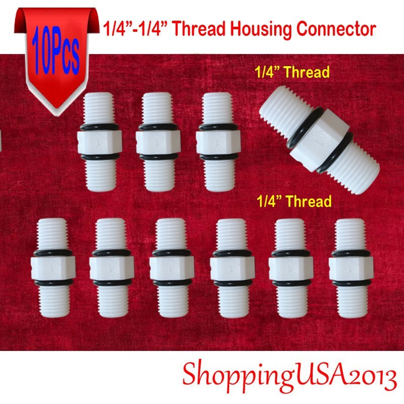 10 Pcs 1/4″-1/4″ Dual Male Straight Fitting Connector For Water Filter Housing