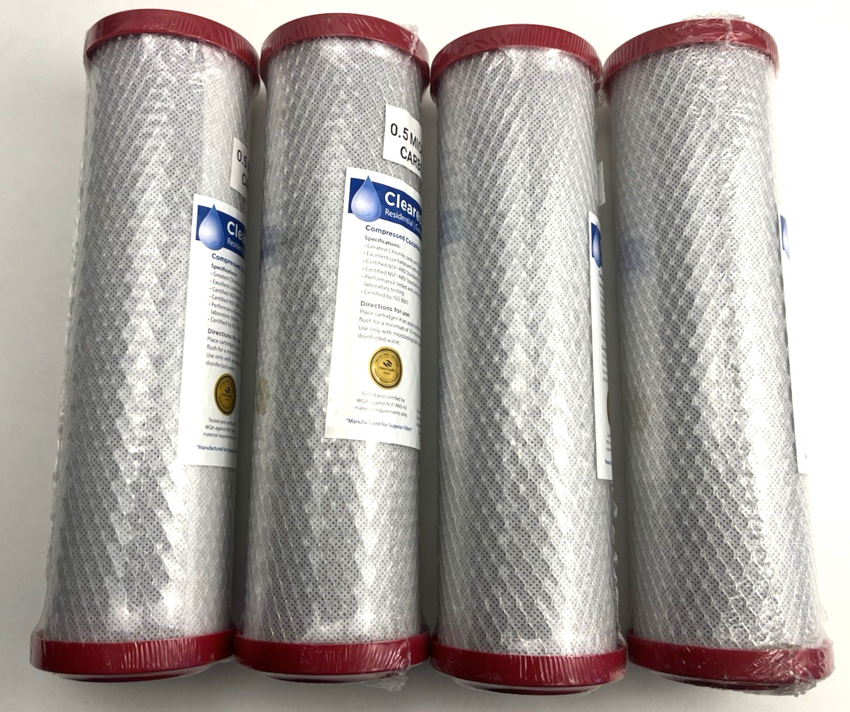 4-pk Clearest Water 0.5 Micron Compressed Coconut Carbon Block Water Filter