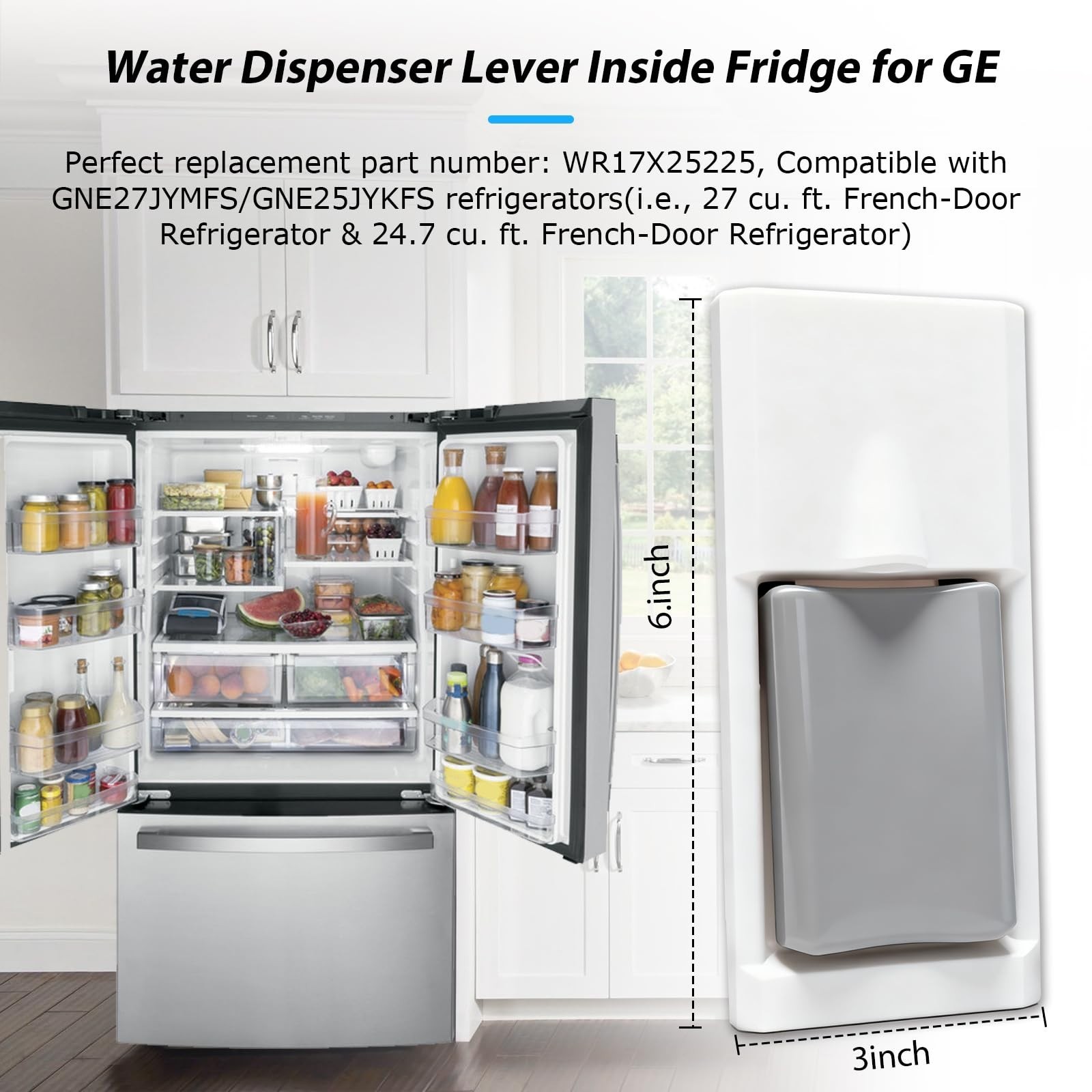Water Dispenser Lever Replacement for GE Refrigerators, Easy One-Hand Operation